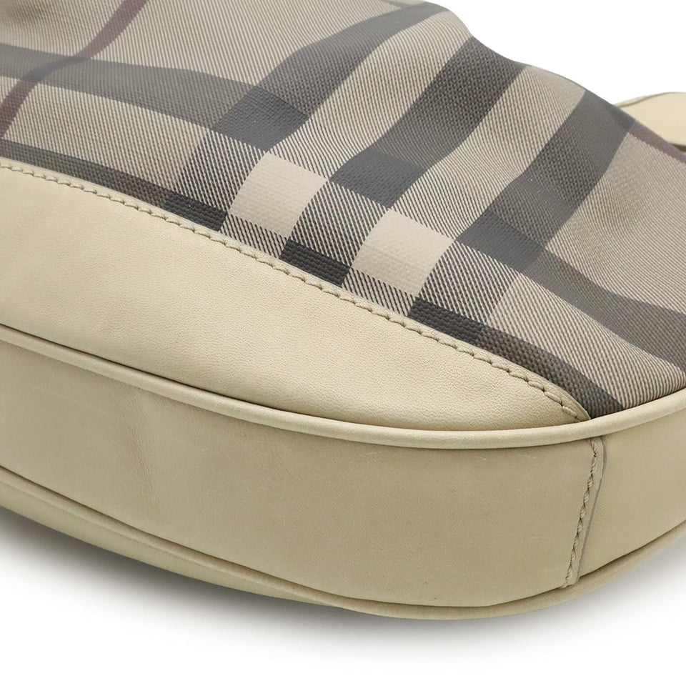 Burberry Brown Grayish Pvc Leather Shoulder Bag ( )