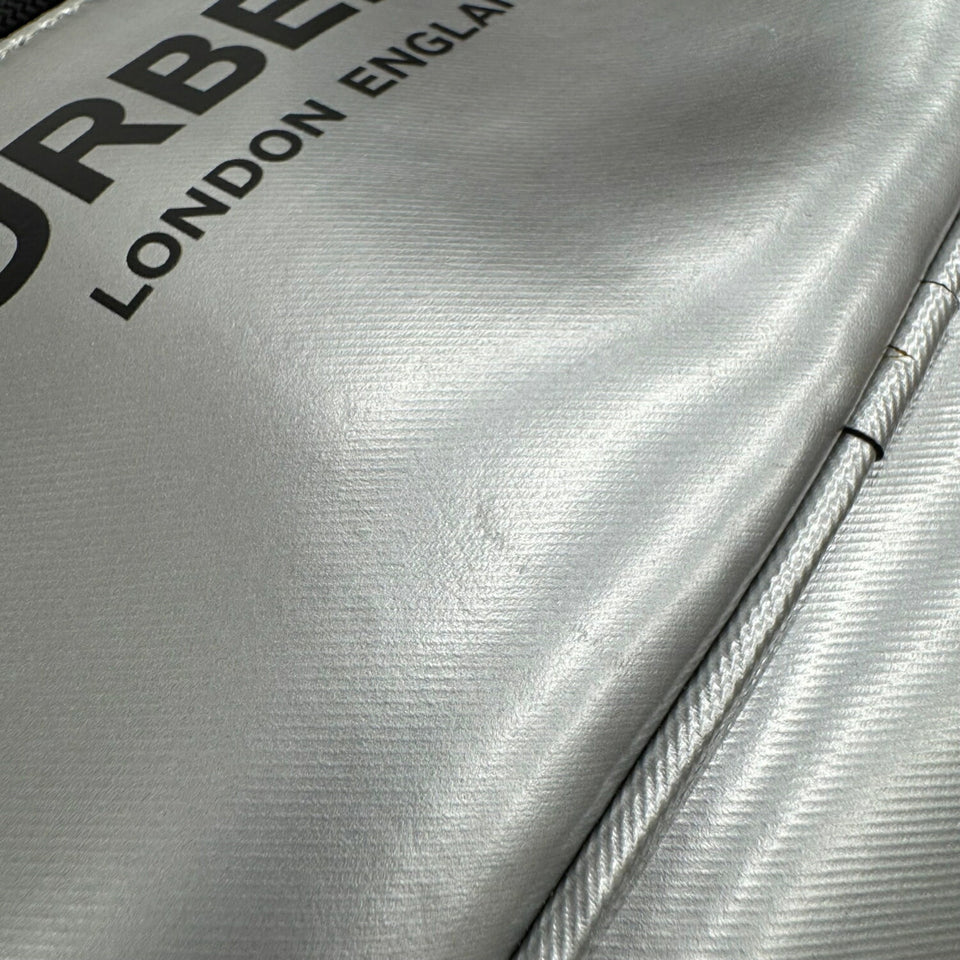 Burberry Metallic Silver Canvas Leather Shoulder Bag Sling Bag ( )