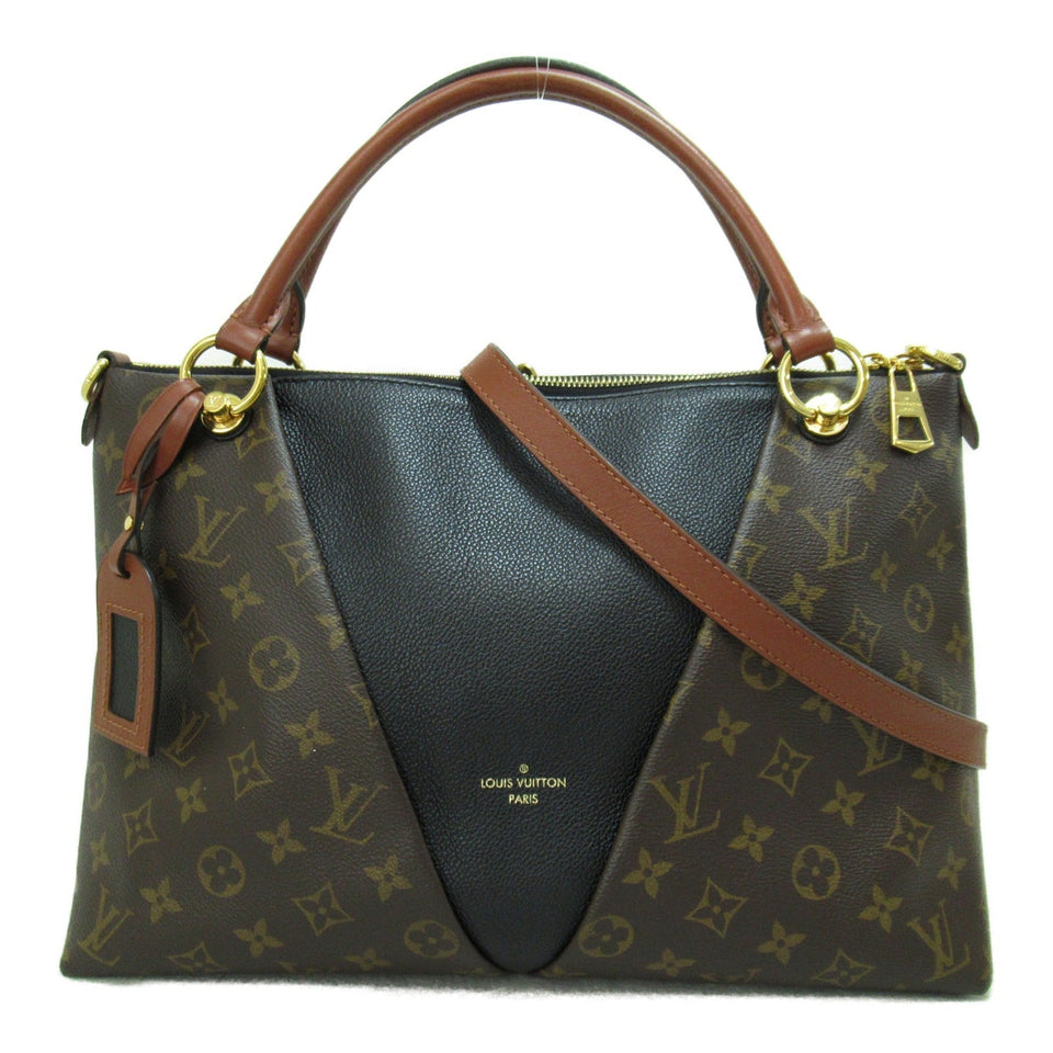 Louis Vuitton V Tote MM Shoulder Bag Brown Black Monogram PVC coated canvas