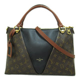 Louis Vuitton V Tote MM Shoulder Bag Brown Black Monogram PVC coated canvas