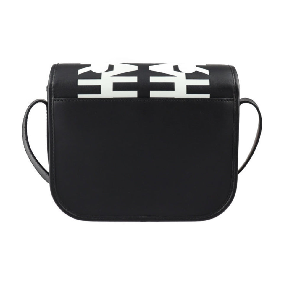 Burberry Black White Leather Handbag Shoulder Bag ( )