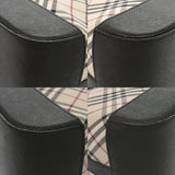Burberry Beige Black Nylon Canvas Leather Handbag ( )