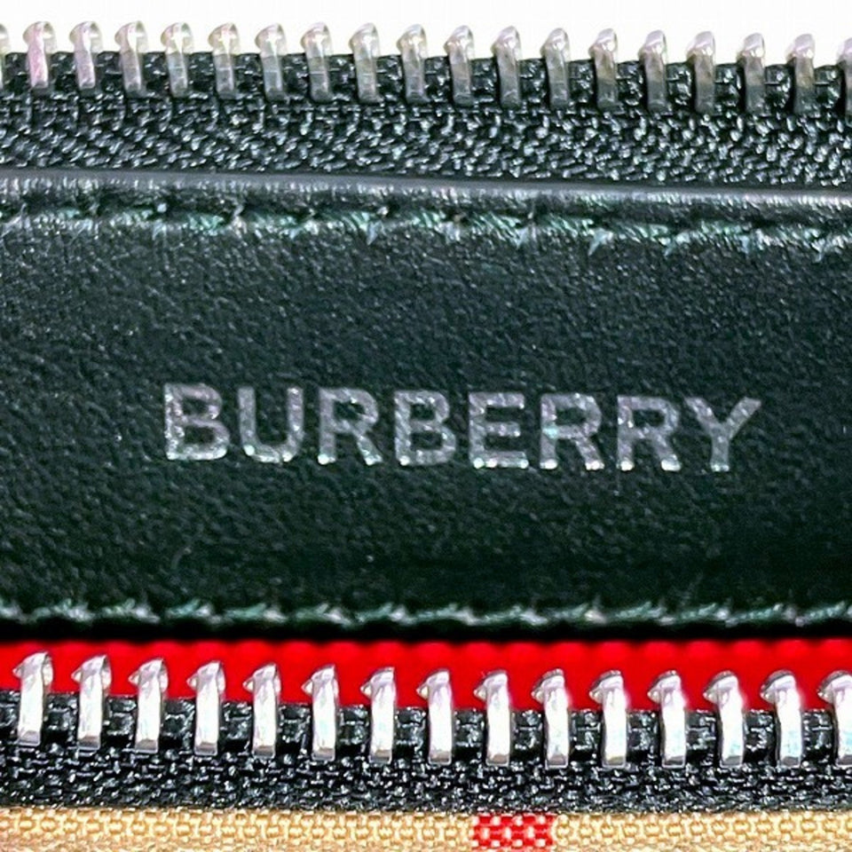 Burberry Beige Brown Canvas Leather Clutch Bag ( )