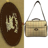 Burberry Brown Khaki Canvas Leather Boston Bag Shoulder Bag ( )