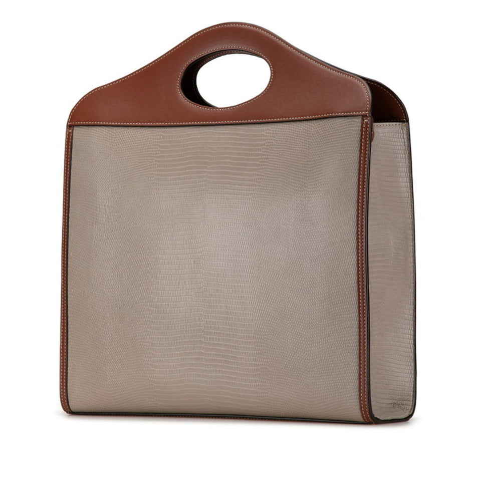 Burberry Brown Gray Leather Handbag Shoulder Bag ( )