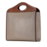 Burberry Brown Gray Leather Handbag Shoulder Bag ( )