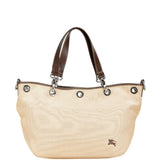 Burberry Beige Brown Canvas Handbag Tote Bag ( )