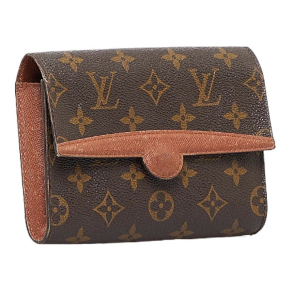 Louis Vuitton Monogram Arche Pouch Clutch Bag Brown PVC Leather Ladies