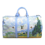 Louis Vuitton Van Gogh Keepall Bandouliere 50 Boston Bag Blue PVC coated canvas Masters collection