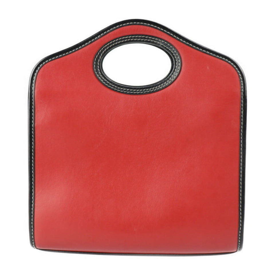 Burberry Black Multi-Color Red Color Leather Nylon Canvas Handbag Shoulder Bag ( )