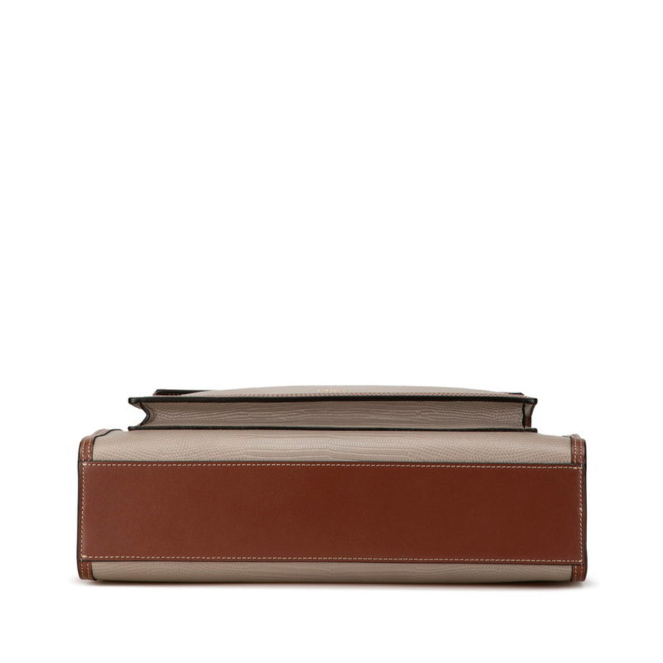 Burberry Brown Gray Leather Handbag Shoulder Bag ( )