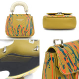 Burberry Beige Brown Green Orange Leather Handbag Shoulder Bag ( )