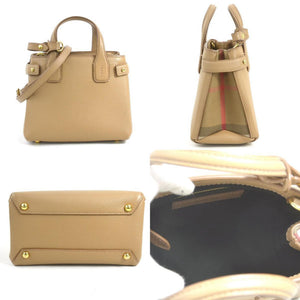 Burberry Camel Leather Canvas Handbag Shoulder Bag ( )