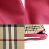 Burberry Beige Pink Nylon Canvas Leather Shoulder Bag ( )