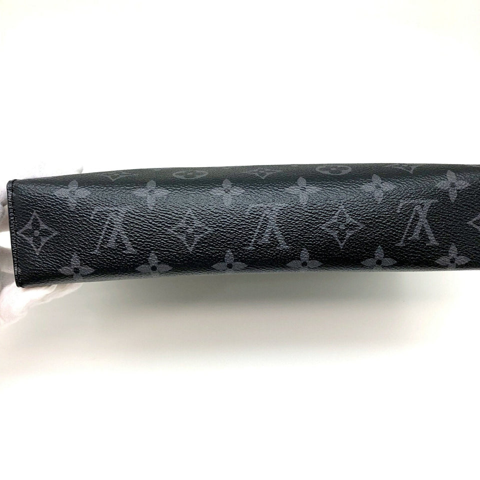 Louis Vuitton Pochette Voyage Monogram Eclipse Black Silver Hardware Men's Second Bag