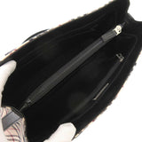 Burberry Beige Black Nylon Canvas Leather Handbag ( )