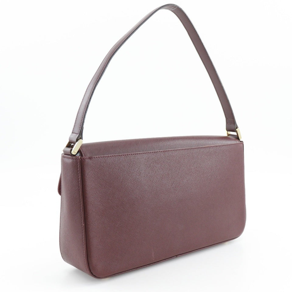 Burberry Bordeaux Red Color Leather Shoulder Bag ( )