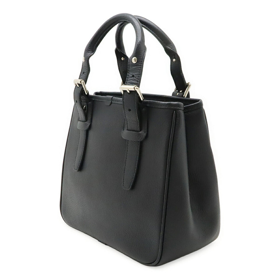 Burberry Black Leather Handbag Tote Bag ( )
