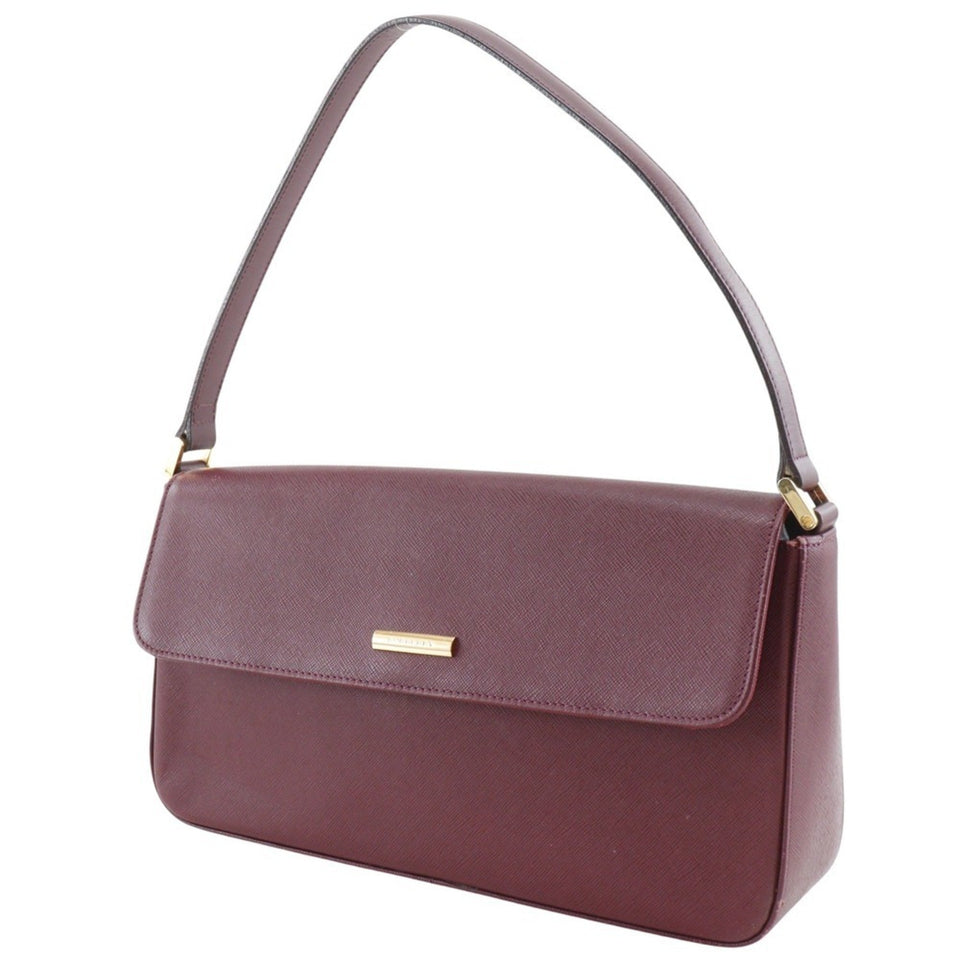 Burberry Bordeaux Red Color Leather Shoulder Bag ( )