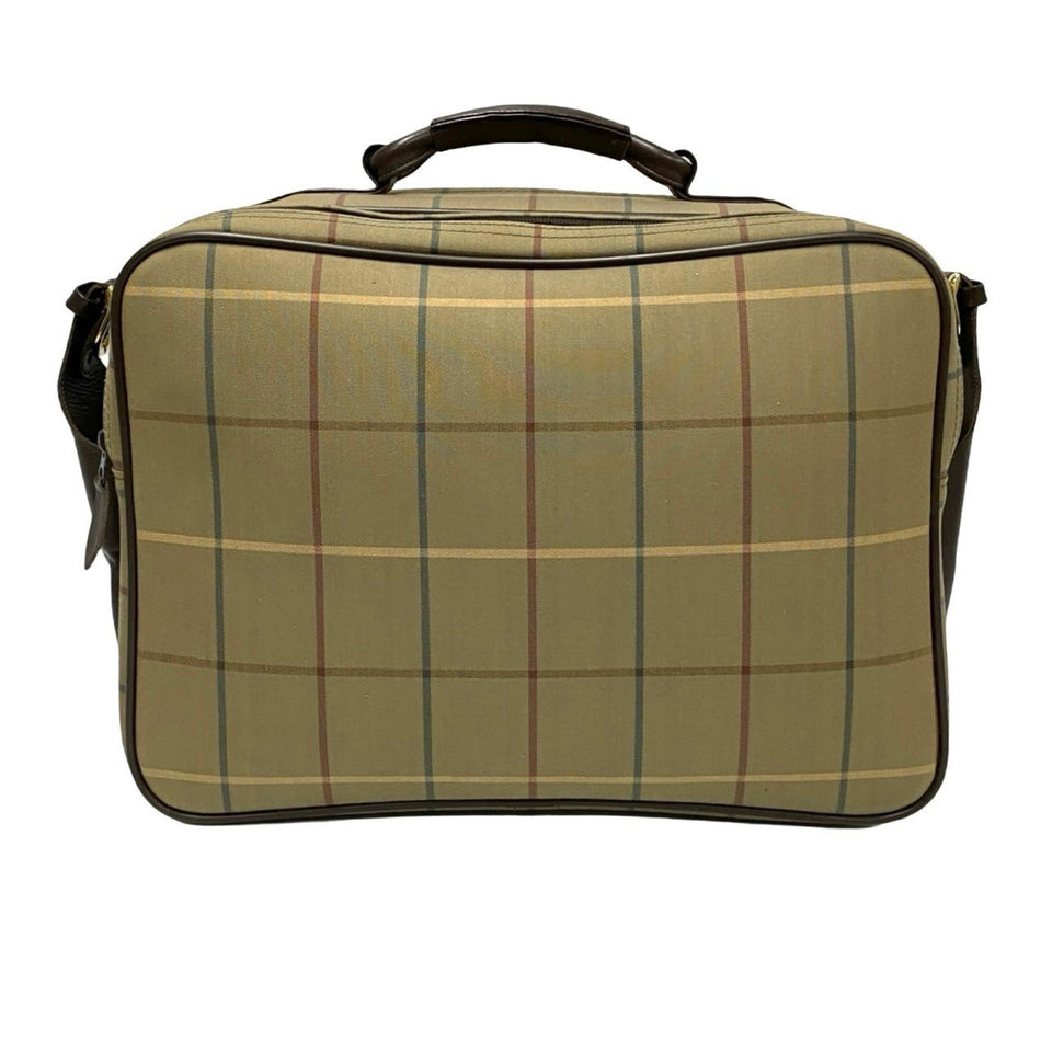 Burberry Brown Khaki Canvas Leather Boston Bag Shoulder Bag ( )