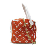 Louis Vuitton LV match square bag Red leather Monogram jacquard velvet