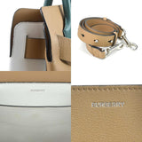 Burberry Beige Green White Leather Handbag Shoulder Bag ( )