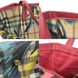 Burberry Beige Pink Coated Canvas Leather Handbag Tote Bag ( )
