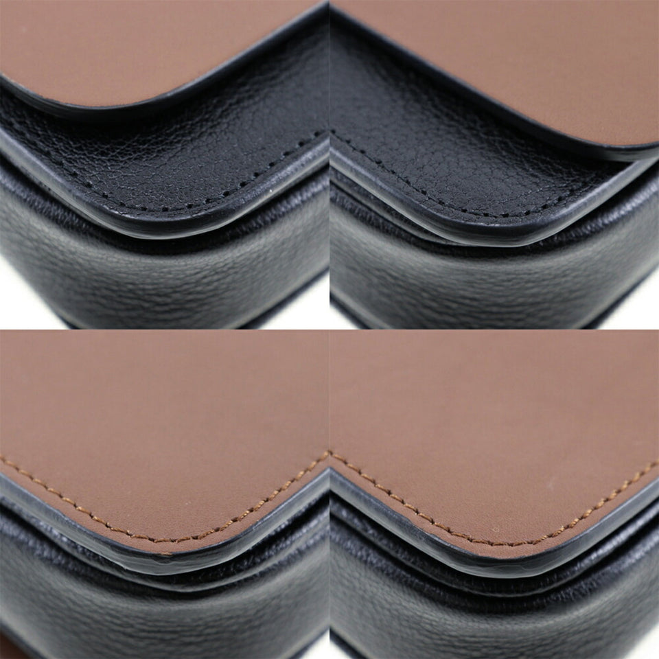 Burberry Black Brown Leather Shoulder Bag ( )