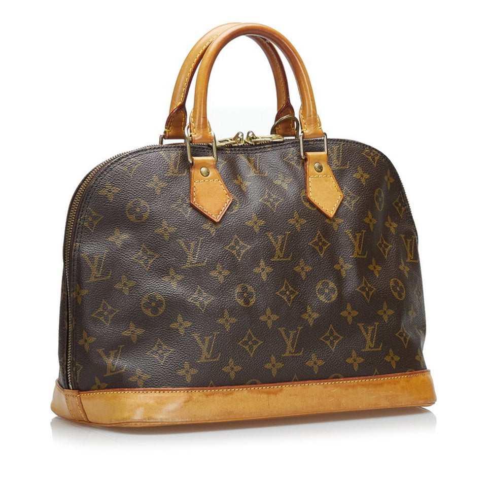 Louis Vuitton Monogram Alma PM Handbag Brown PVC Leather Ladies