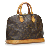 Louis Vuitton Monogram Alma PM Handbag Brown PVC Leather Ladies