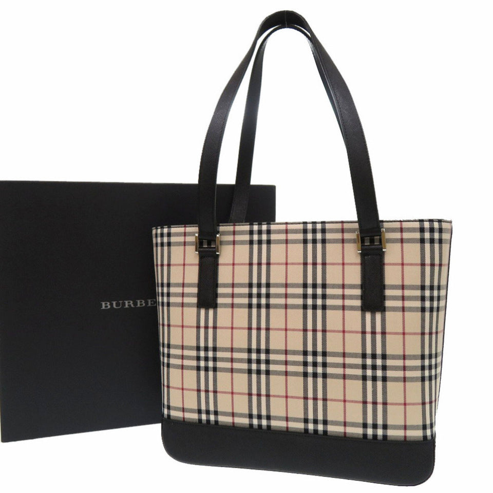 Burberry Beige Nylon Canvas Leather Tote Bag ( )