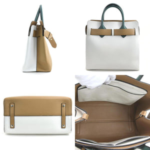 Burberry Beige Green White Leather Handbag Shoulder Bag ( )