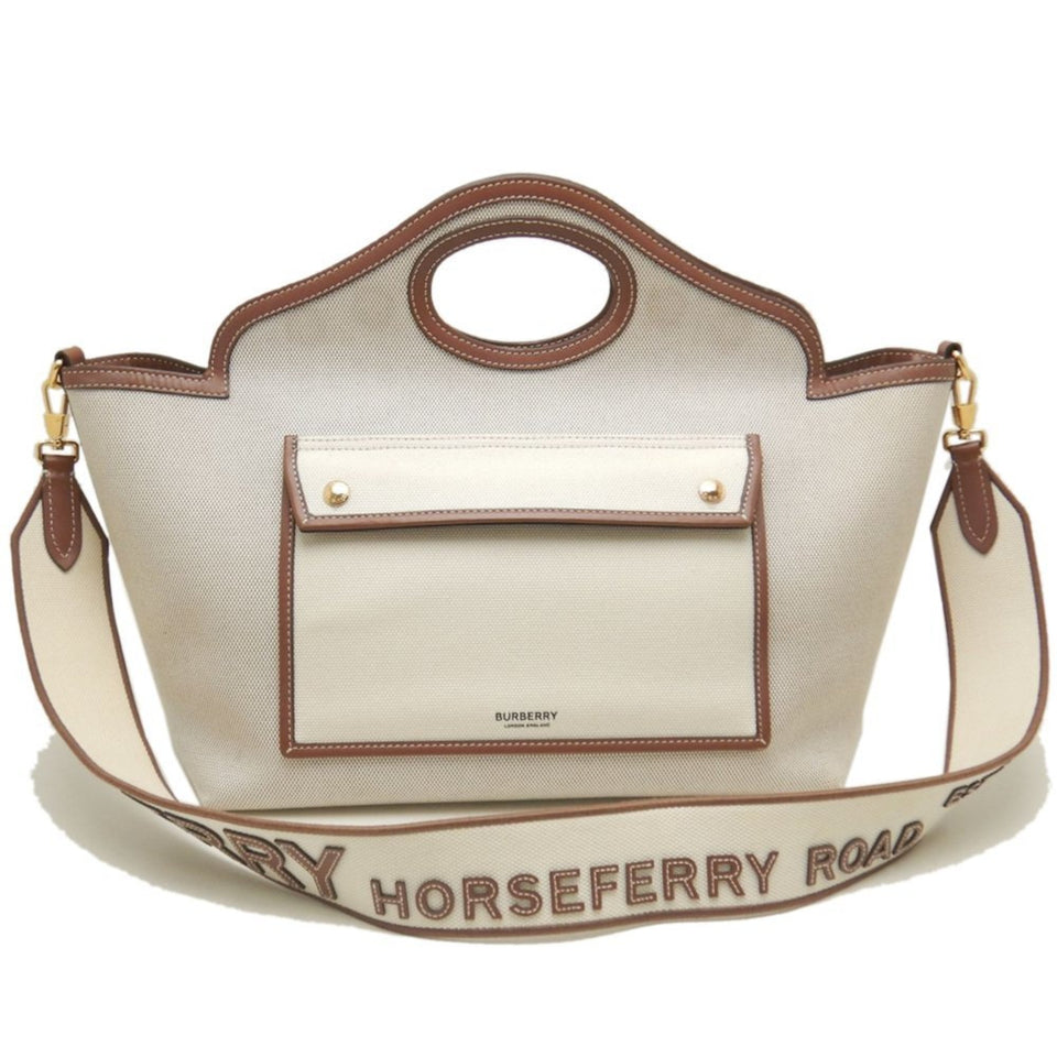 Burberry Gold Canvas Leather Tote Bag ( )