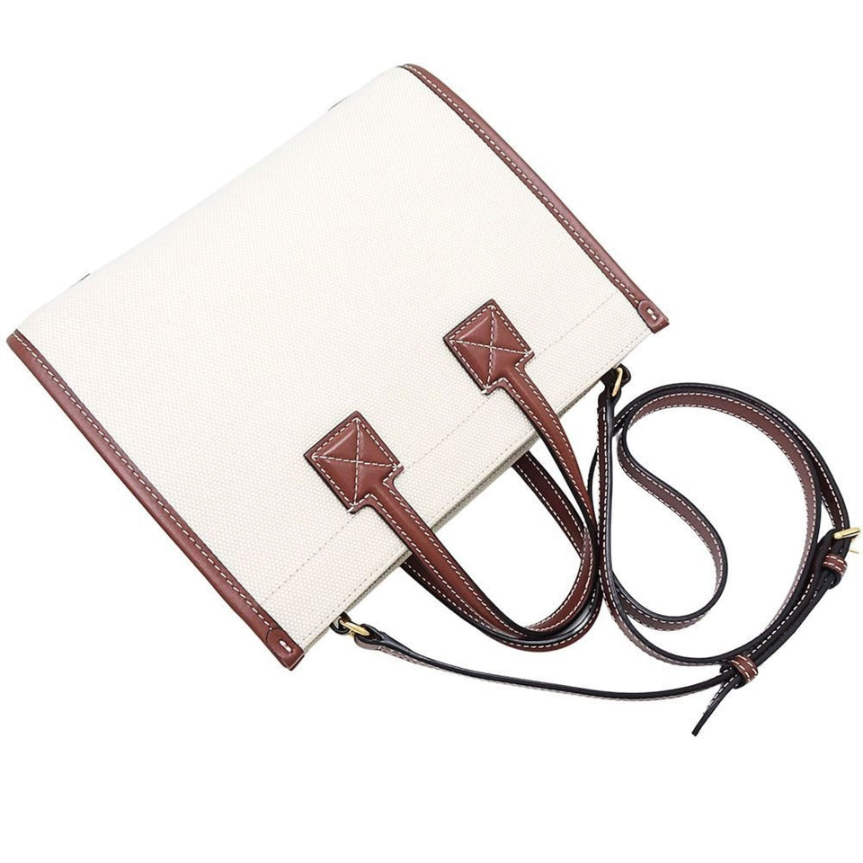 Burberry Brown Ivory Canvas Leather Shoulder Bag ( )
