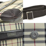 Burberry Beige Brown Nylon Canvas Leather Shoulder Bag ( )