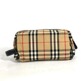 Burberry Beige Black Leather Canvas Clutch Bag Pouch ( )