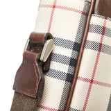 Burberry Beige Brown Canvas Leather Shoulder Bag ( )