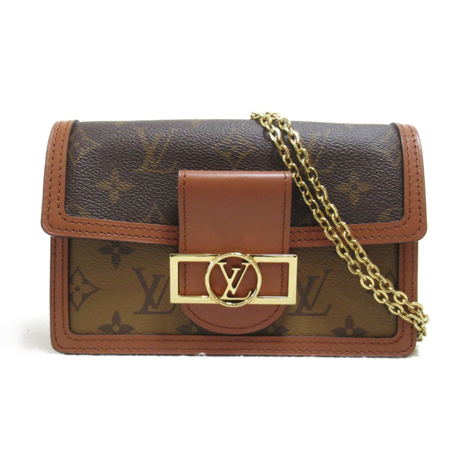 Louis Vuitton Portefeiulle Dauphine Shoulder Bag Brown Monogram Reverse PVC coated canvas