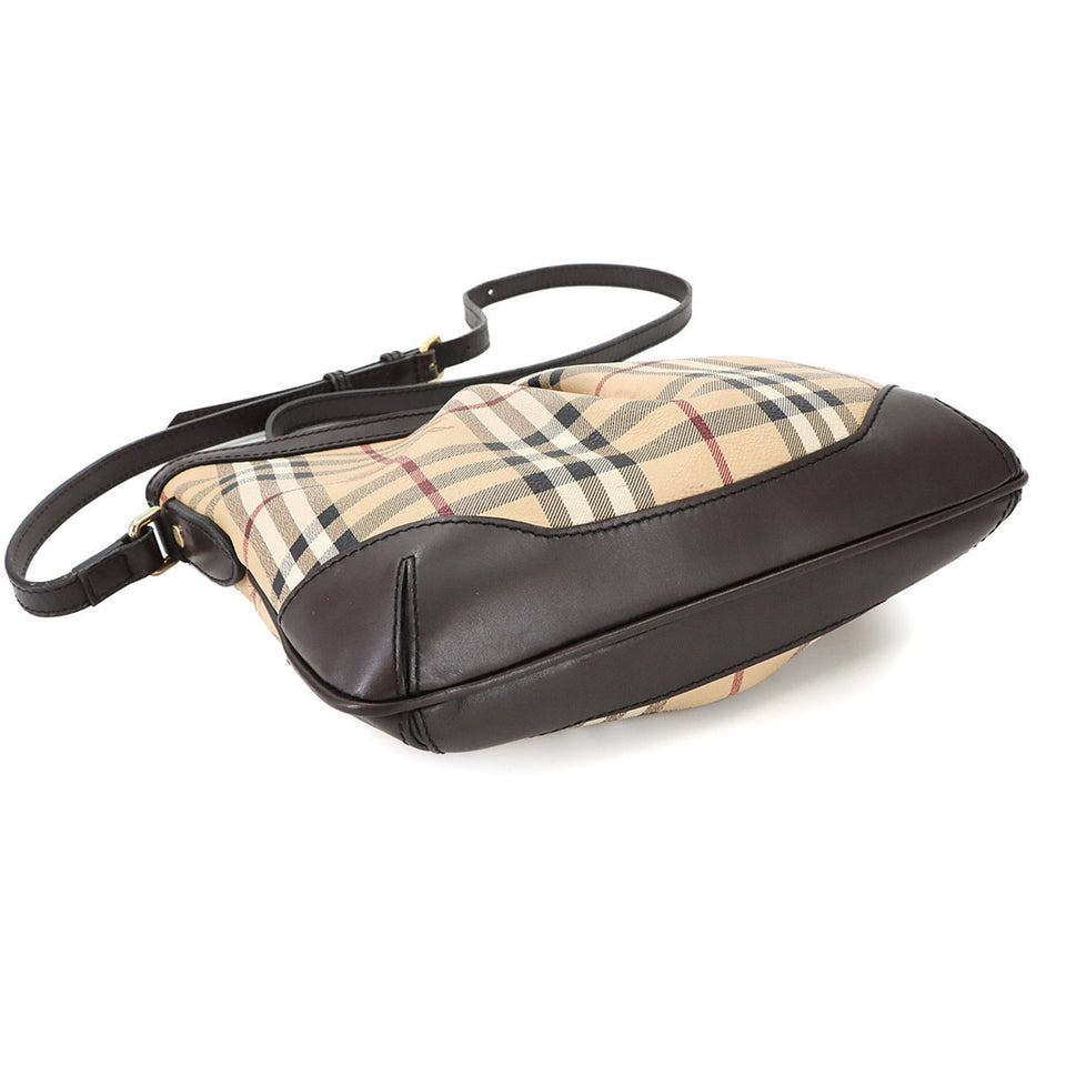 Burberry Beige Dark Brown Pvc Leather Shoulder Bag ( )