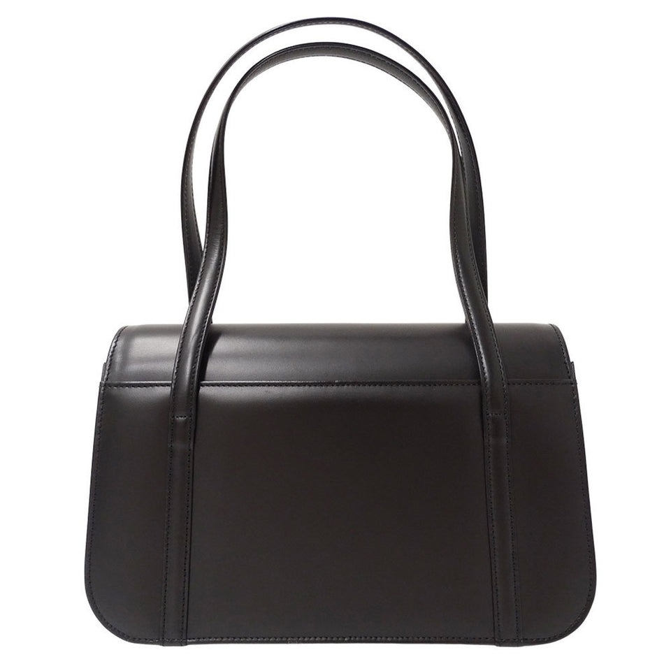 Burberry Burberrys Black Brown Leather Handbag ( )