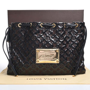 Louis Vuitton Monogram Envinil Squeech Shoulder Bag Black/Brown Women's