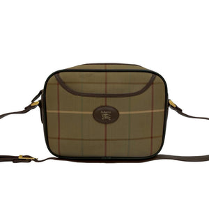 Burberry Brown Khaki Canvas Leather Shoulder Bag ( )