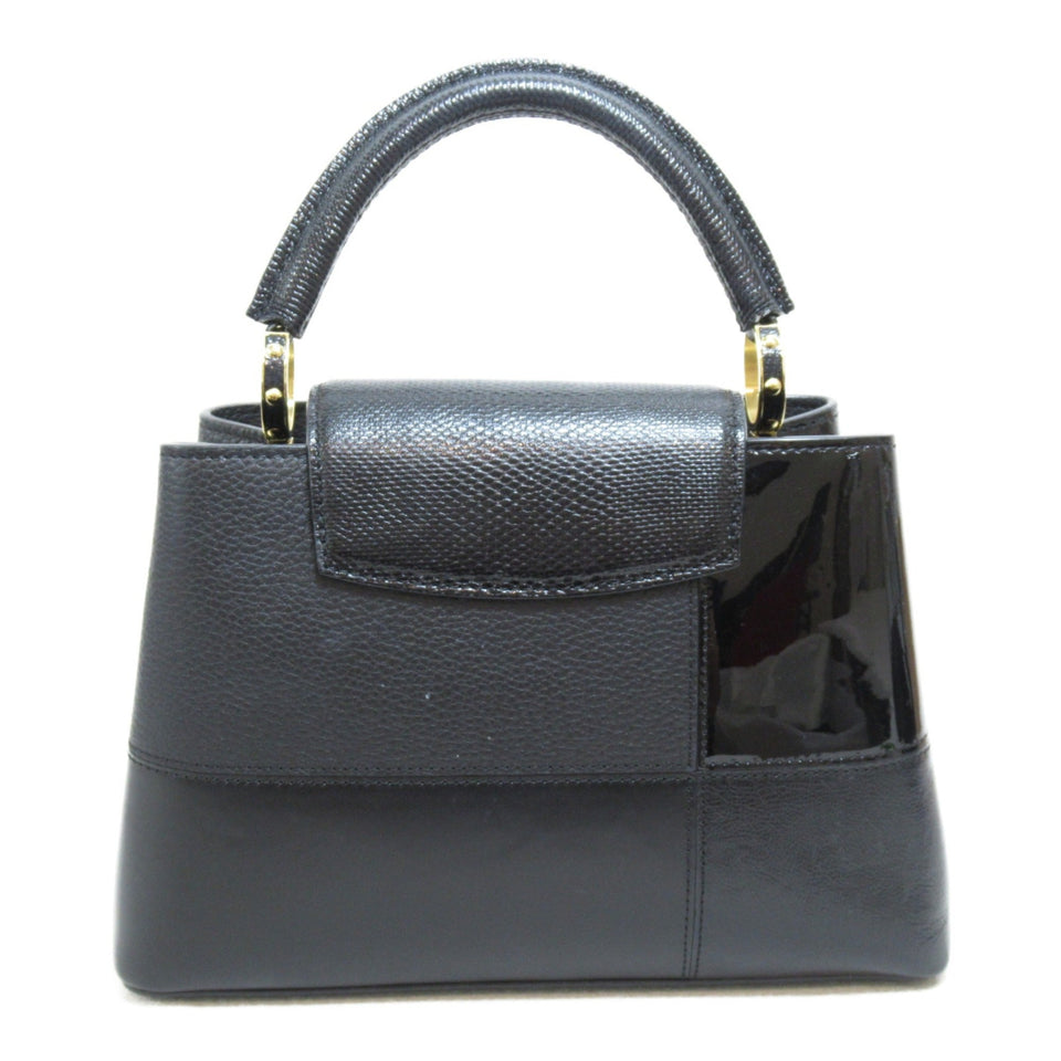 Louis Vuitton CapucineBB2way Shoulder Bag Black enamel Taurillon Clemence leather/snake