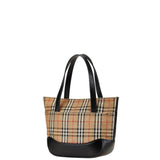 Burberry Beige Black Canvas Leather Handbag ( )