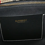 Burberry Beige Black Canvas Leather Shoulder Bag ( )