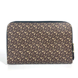 Burberry Brown Leather Canvas Clutch Bag Pouch ( )