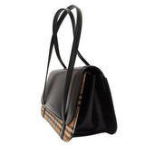Burberry Burberrys Black Brown Leather Handbag ( )