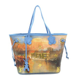 Louis Vuitton Turner Neverfull MM Blue Brown Masters collection PVC coated canvas Tote