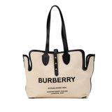 Burberry Black Canvas Leather Shoulder Bag Tote Bag ( )