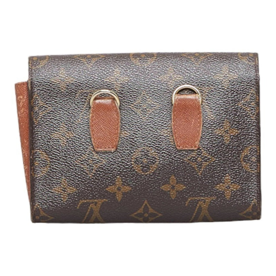 Louis Vuitton Monogram Arche Pouch Clutch Bag Brown PVC Leather Ladies